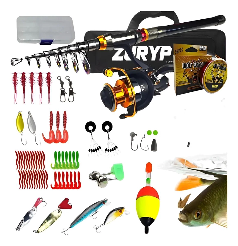 KIT COMPLETO DE PESCA CON CAÑA Y CARRETE 2.4M - 1