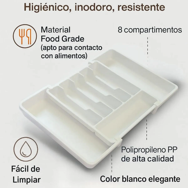 ORGANIZADOR DE CUBIERTOS EXTENSIBLE Y EXTRAIBLE - 4