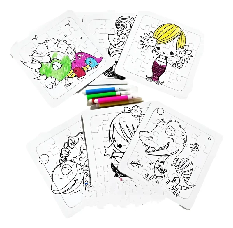 PACK 12 ROMPECABEZAS PARA PINTAR Y LAPICES - 1