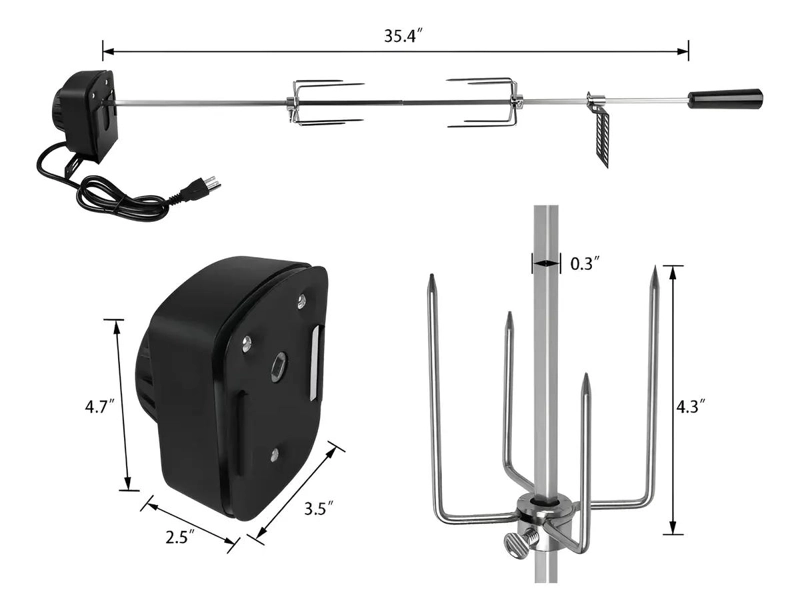 SET MOTOR PARRILLA 15 KG CON TENEDORES Y SOPORTES - 3