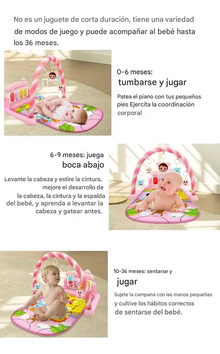 ALFOMBRA MUSICAL CON PIANO ESTIMULACION BEBE  ROSA - 2