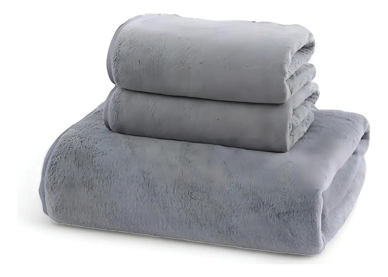 TOALLAS MICROFIBRA BAÑO GRIS LISO 130X70 CM - 1