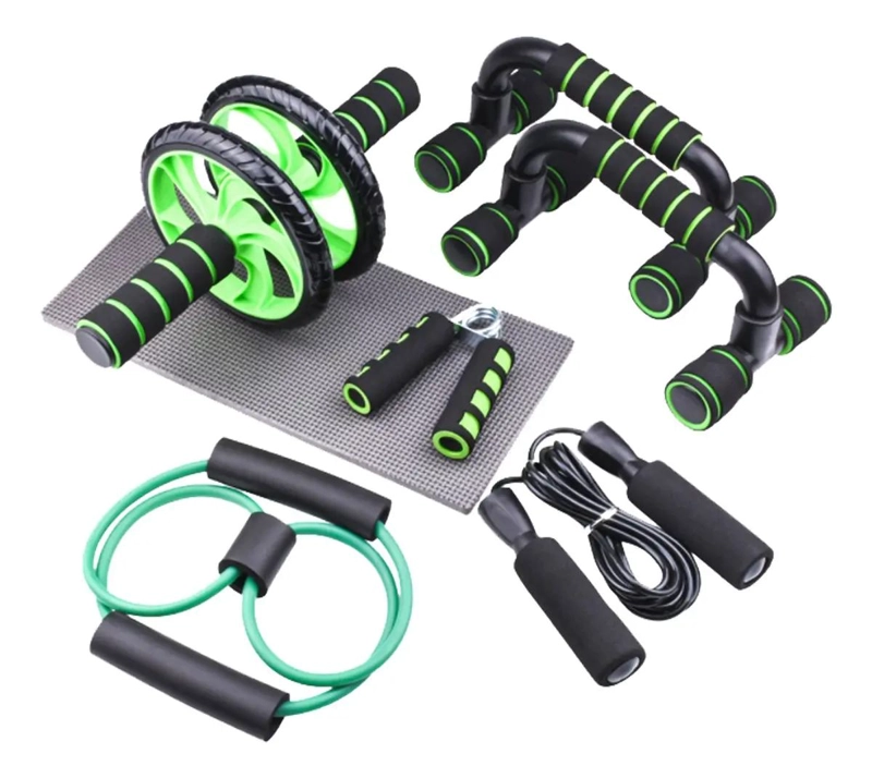 SET DEPORTIVO 7 EN 1 RUEDA ABDOMINAL Y CUERDA - 1