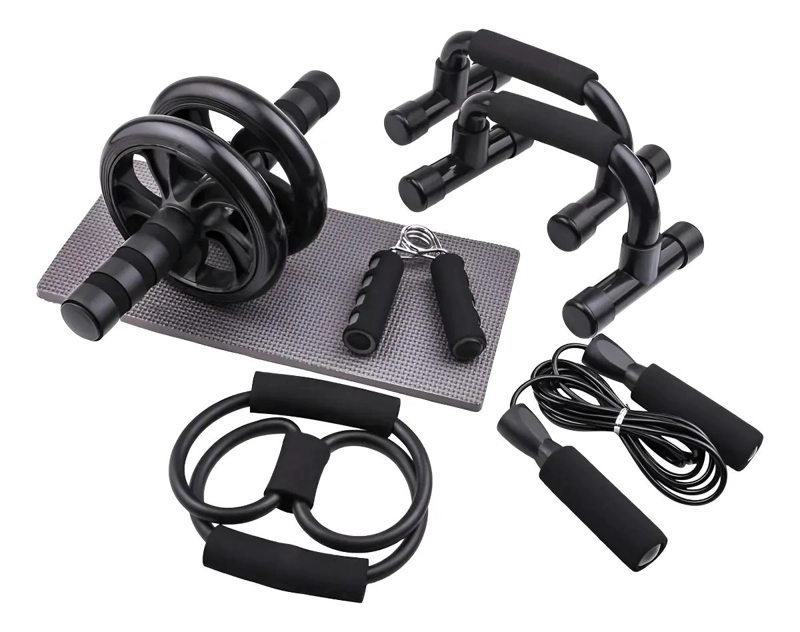 SET DEPORTIVO 7 EN 1 RODILLO ABDOMINAL Y CUERDA - 1