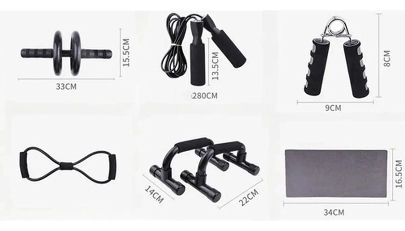 SET DEPORTIVO 7 EN 1 RODILLO ABDOMINAL Y CUERDA - 3