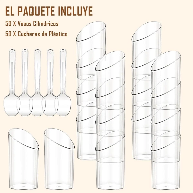50 VASOS Y CUCHARAS DE ACRILICO PARA POSTRES - 3