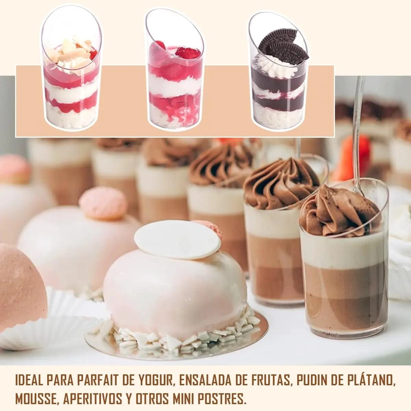 50 VASOS Y CUCHARAS DE ACRILICO PARA POSTRES - 4
