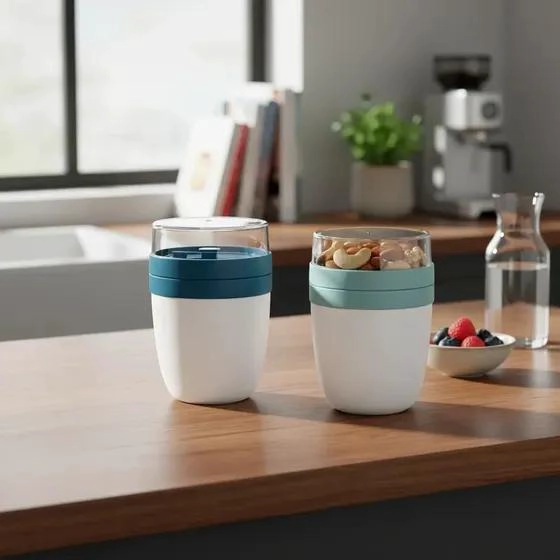 PACK 2 VASOS YOGURT CEREALES FRUTAS 650ML - 1