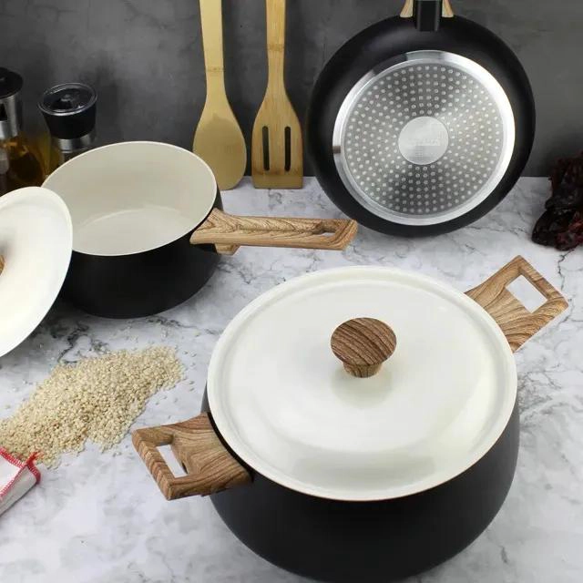 SET DE COCINA 7 PIEZAS EN NEGRO CON BATERIA DE ALTA CALIDAD - 4