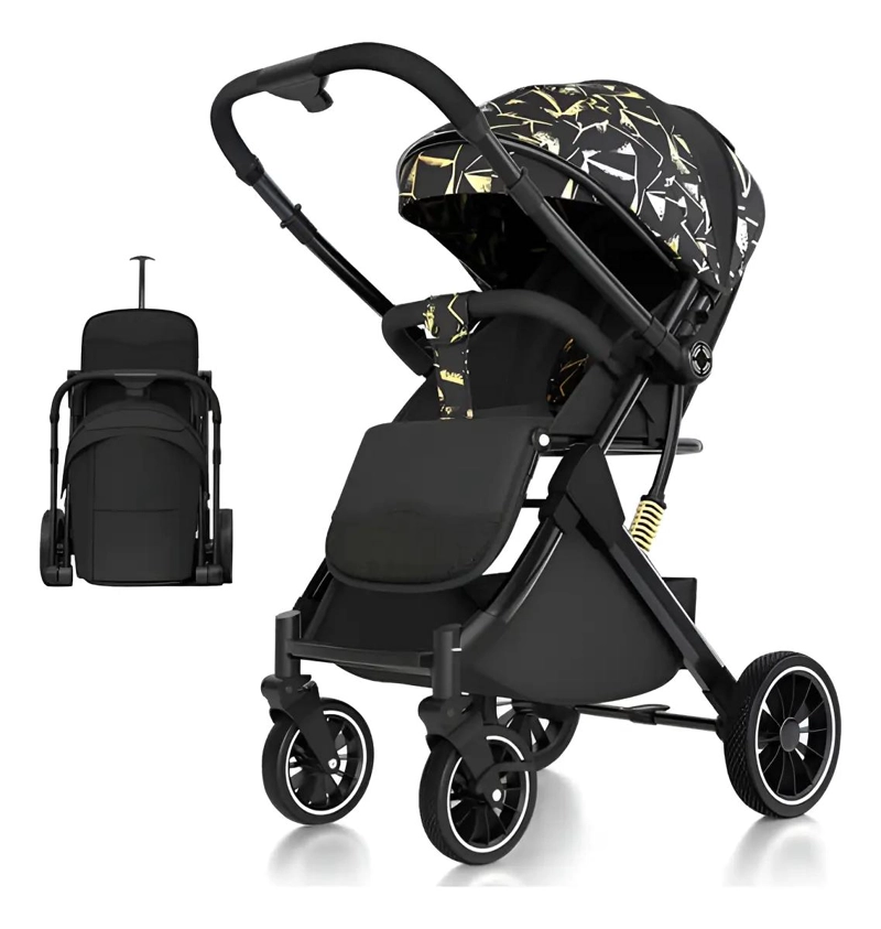 COCHE DE PASEO COMPACTO REVERSIBLE DORADO - 1