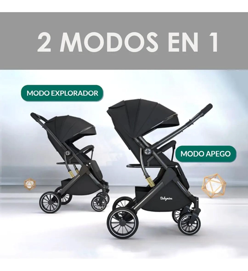COCHE DE PASEO COMPACTO REVERSIBLE DORADO - 2