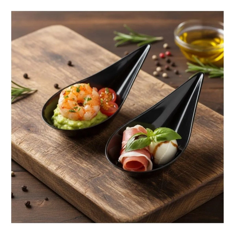 CUCHARA DE ACRILICO GOTA NEGRA PARA CEVICHE - 4