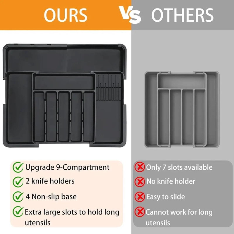 ORGANIZADOR DE CUBIERTOS AJUSTABLE Y ANTIDESLIZANTE PARA CAJONES - 3