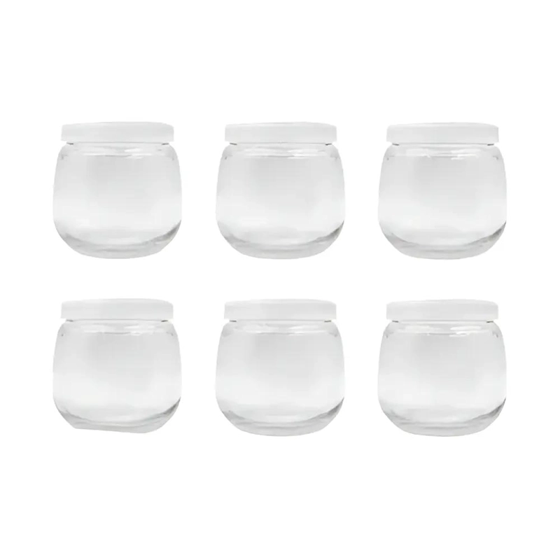PACK 6 FRASCOS VIDRIO REDONDOS 300ML TAPA PLASTICA - 1