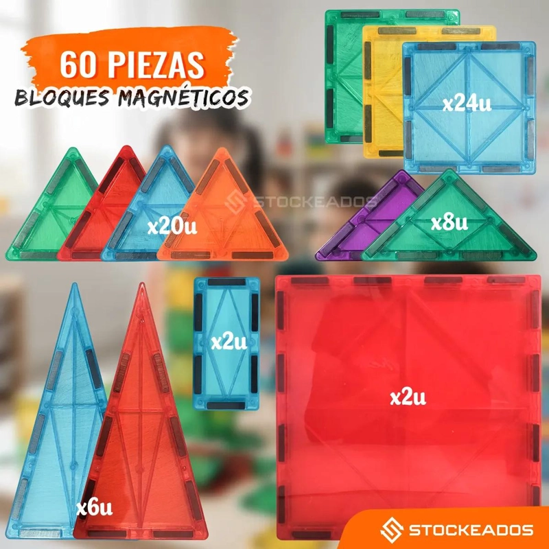 BLOQUES DE CONSTRUCCION MAGNE TICOS 60 PIEZAS - 4