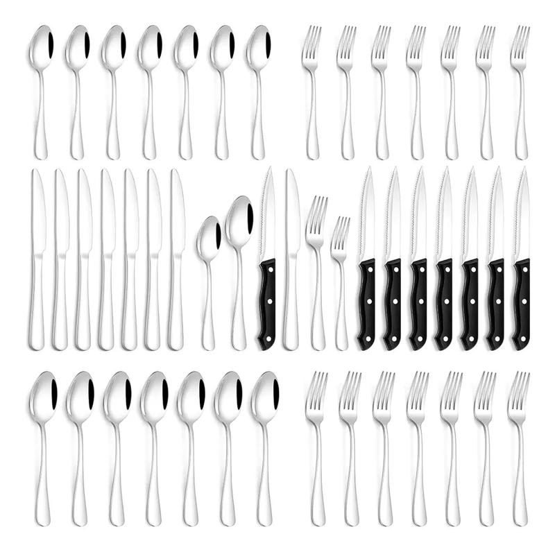 SET DE CUBIERTOS DE ACERO INOXIDABLE 48 PIEZAS - 1