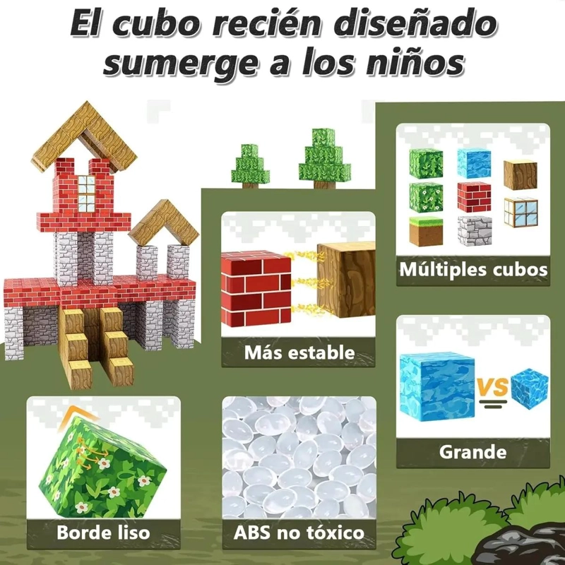 SET 200 BLOQUES MAGNE TICOS CUBOS PIXEL MINECRAFT - 3