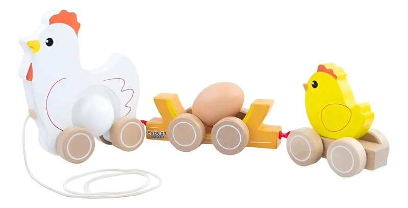 GALLINA CON POLLITO DE MADERA PARA ARRASTRAR - 1