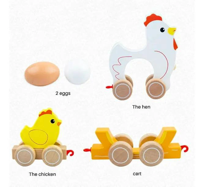 GALLINA CON POLLITO DE MADERA PARA ARRASTRAR - 2