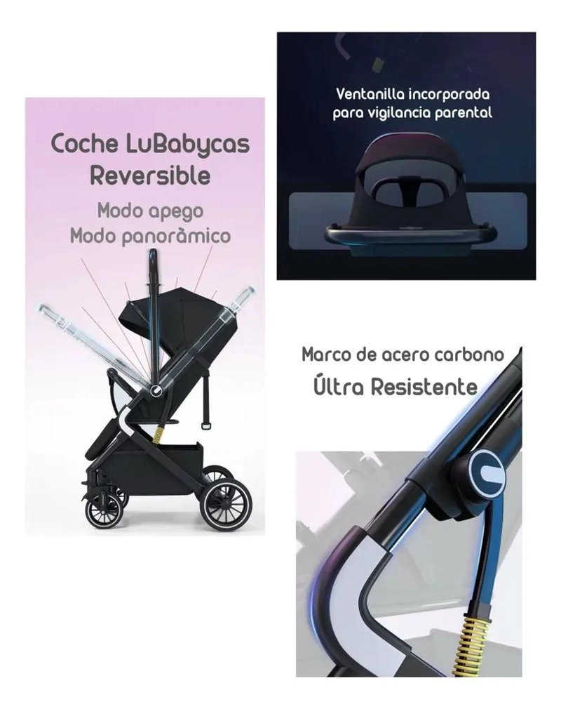 COCHE DE PASEO REVERSIBLE PREMIUM GRIS - 4