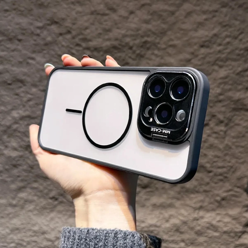 FUNDA MAGNE TICA TRASLUCIDA PARA IPHONE CON SOPORTE INTEGRADO - 4