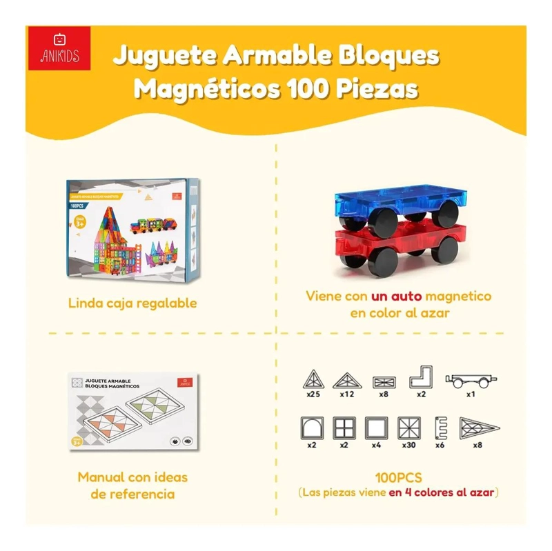 BLOQUES MAGNE TICOS DE CONSTRUCCION 100 PIEZAS - 2