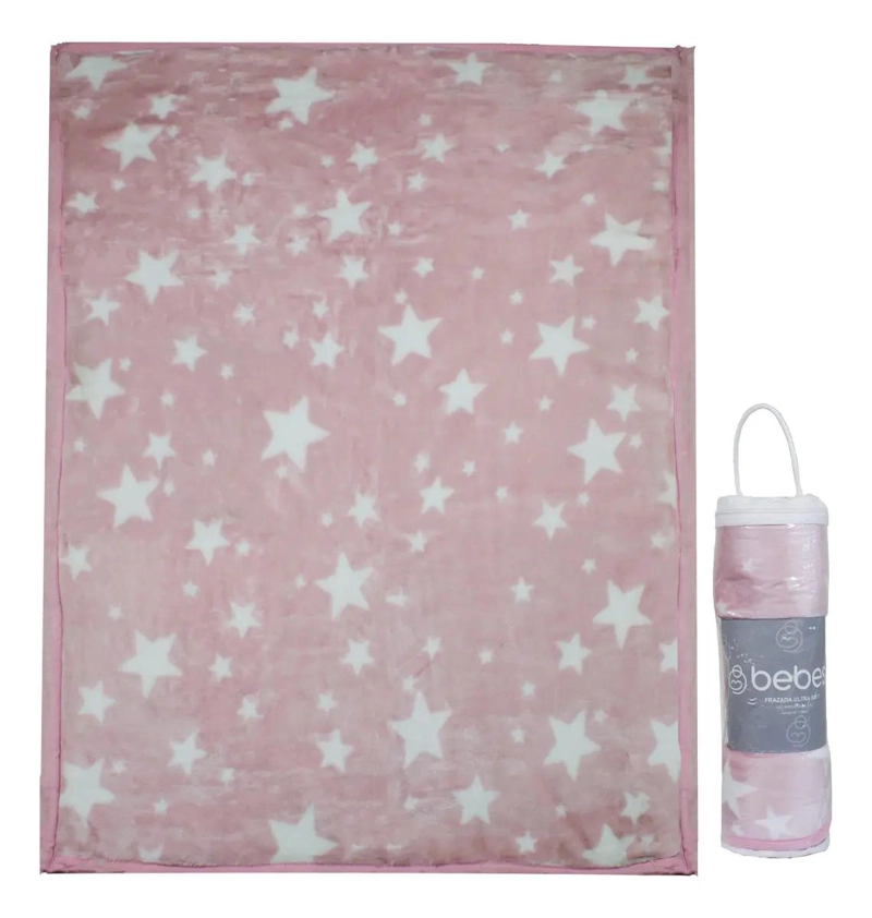 FRAZADA ULTRA SOFT ESTRELLA 80X110CM ROSADO - 1