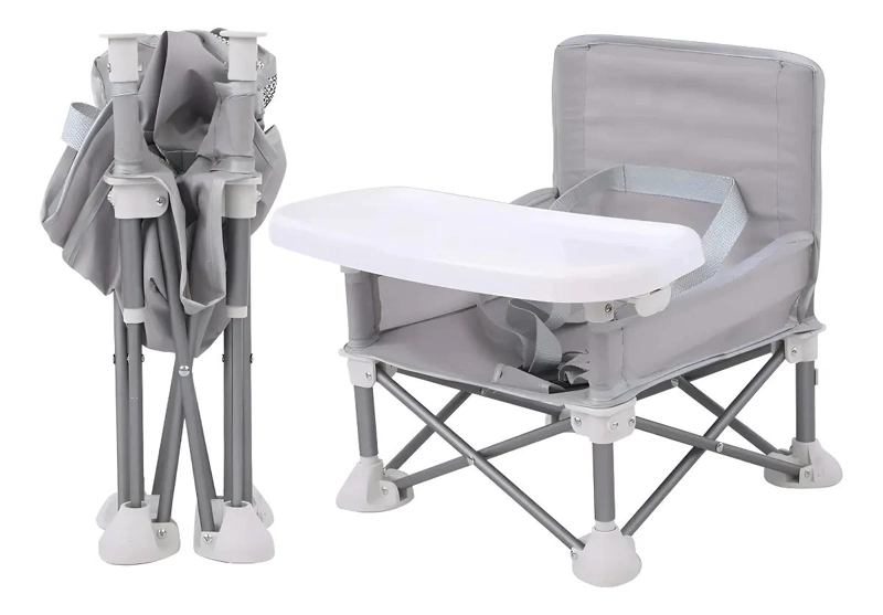 SILLA PLEGABLE PARA COMER BEBE  COLOR GRIS - 1