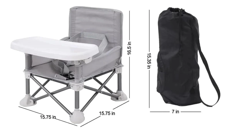 SILLA PLEGABLE PARA COMER BEBE  COLOR GRIS - 5