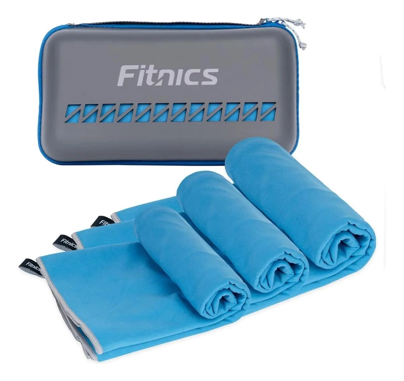 SET DE 3 TOALLAS MICROFIBRA AZUL CON ESTUCHE - 1