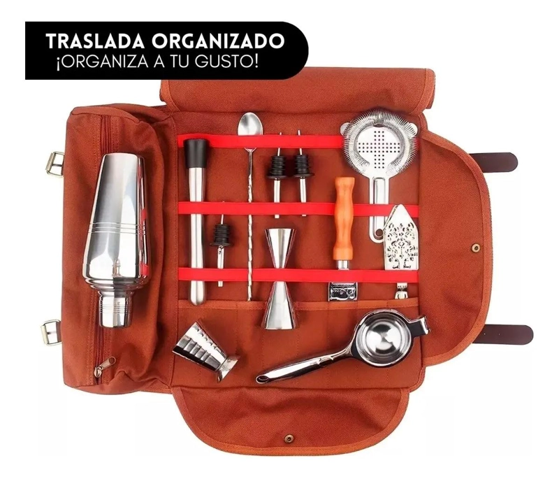 SET COMPLETO DE UTENSILIOS PARA COCTELERIA CON BOLSO DE TRANSPORTE - 2