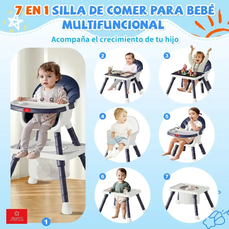 SILLA DE COMER MULTIFUNCIONAL 7 EN 1 PARA BEBE - 2