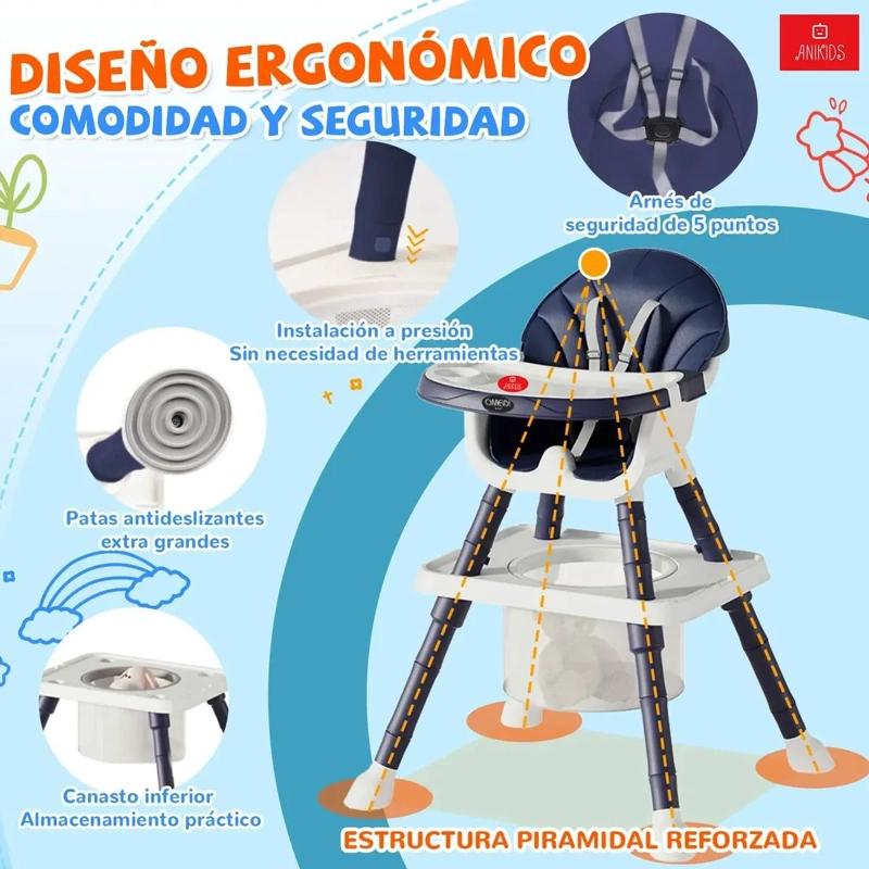 SILLA DE COMER MULTIFUNCIONAL 7 EN 1 PARA BEBE - 3