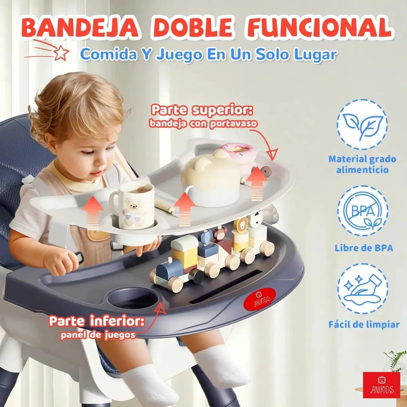 SILLA DE COMER MULTIFUNCIONAL 7 EN 1 PARA BEBE - 5