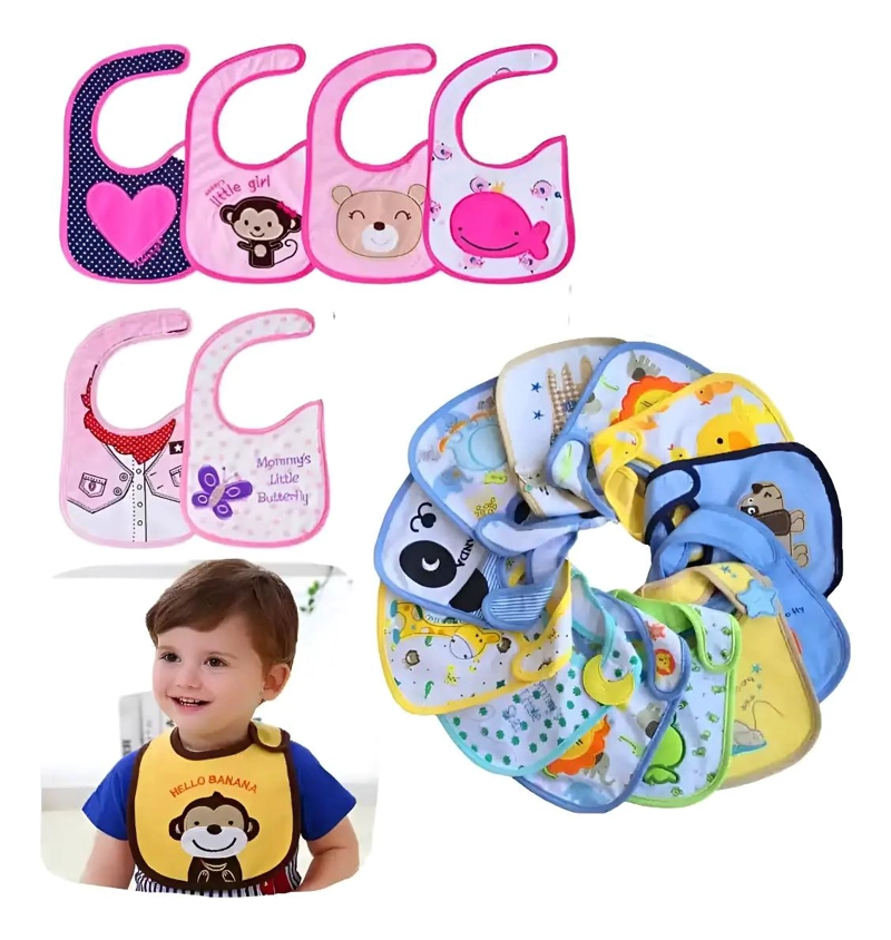 PACK 6 BABEROS BORDADOS IMPERMEABLES 3 CAPAS - 1