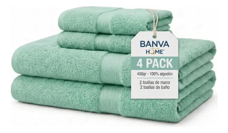 JUEGO DE 4 TOALLAS DE BAÑO DE ALGODON GRANDES 400G - 1