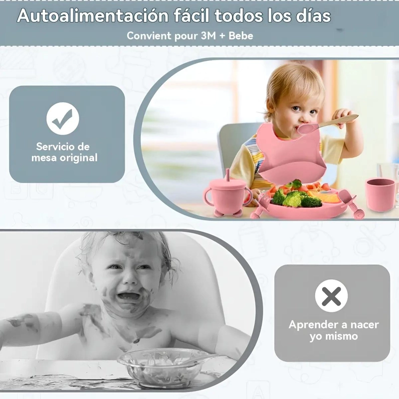 SET DE ALIMENTACION PARA BEBE  12 PIEZAS SILICONA - 5