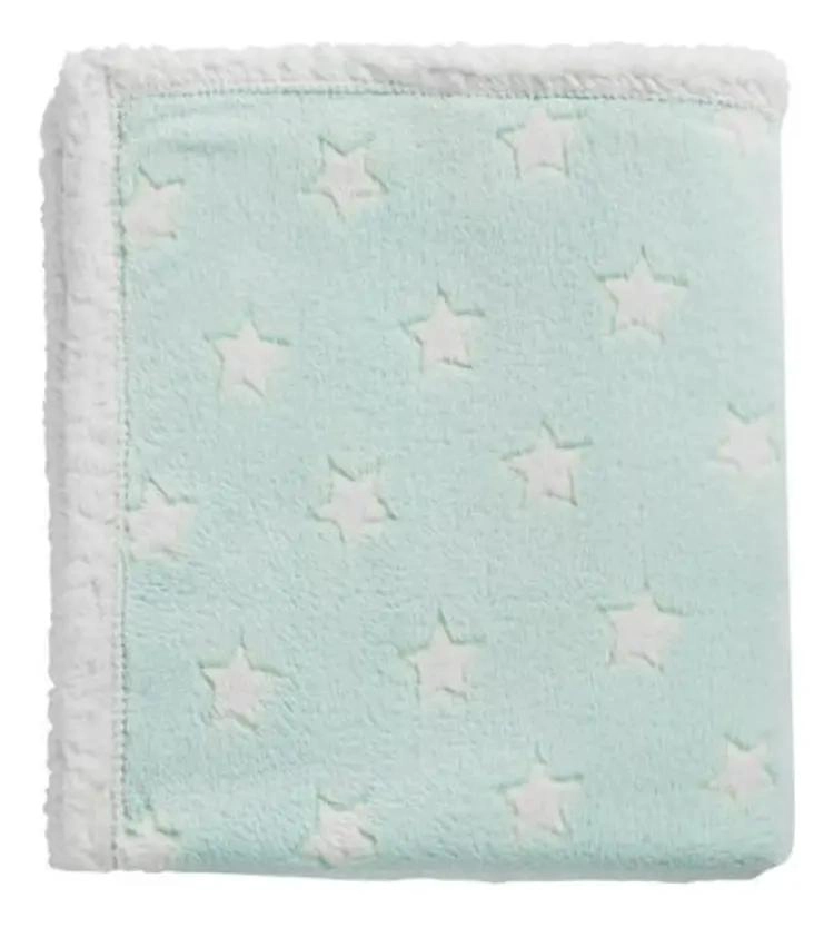 FRAZADA CUNA 2 CAPAS VERDE ESTRELLAS - 2