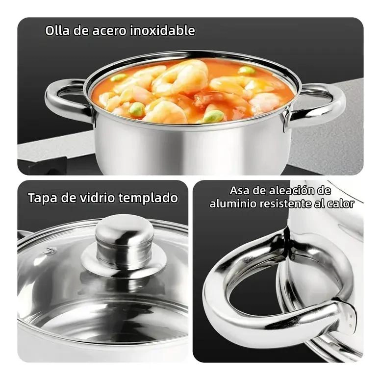 JUEGO DE OLLAS Y CACEROLAS DE ACERO INOXIDABLE 11 PIEZAS - 5