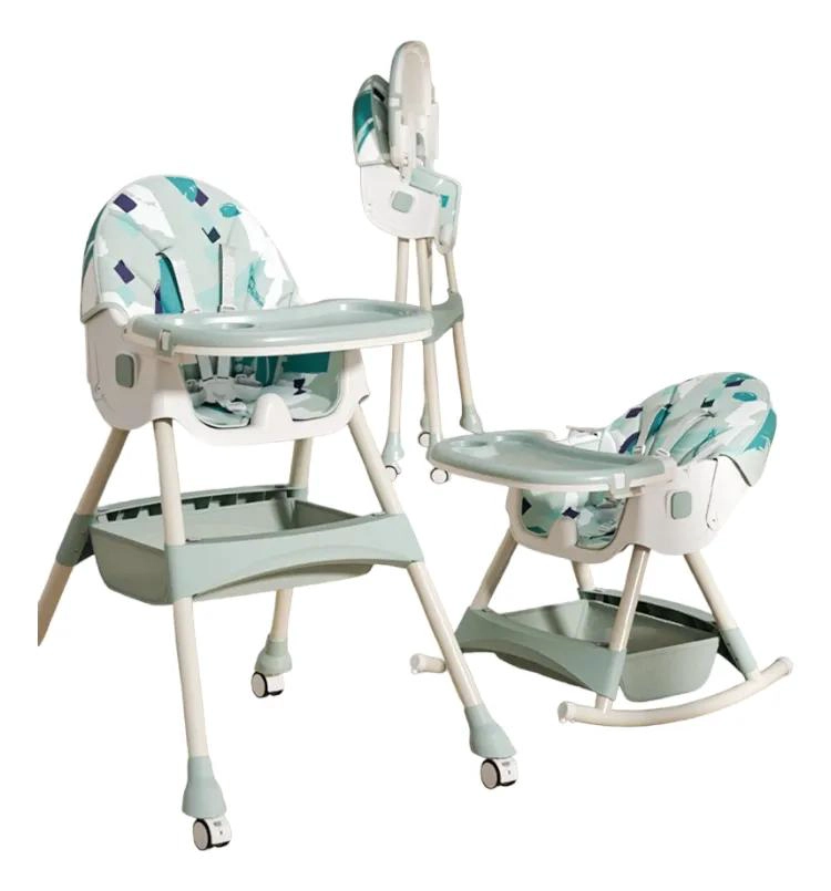 SILLA DE COMER MECEDORA 2 EN 1 CON RUEDAS VERDE - 1