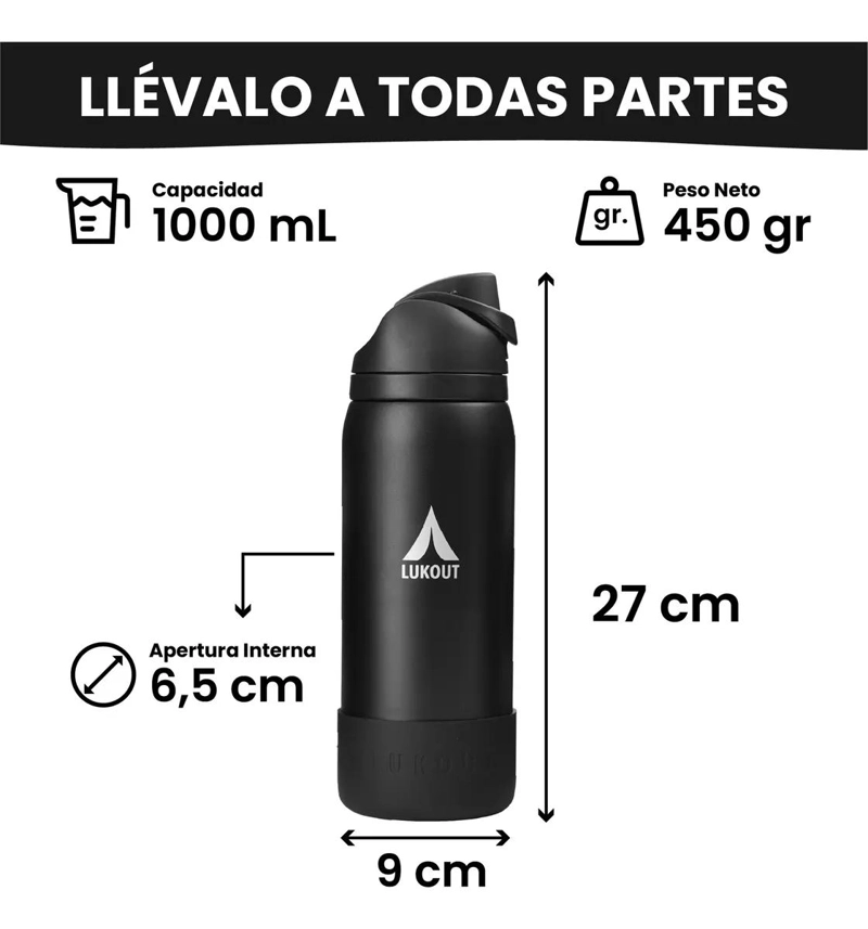 TERMO BOTELLA TE RMICA AGUA 1LT DOBLE BOCA FLIP - 2