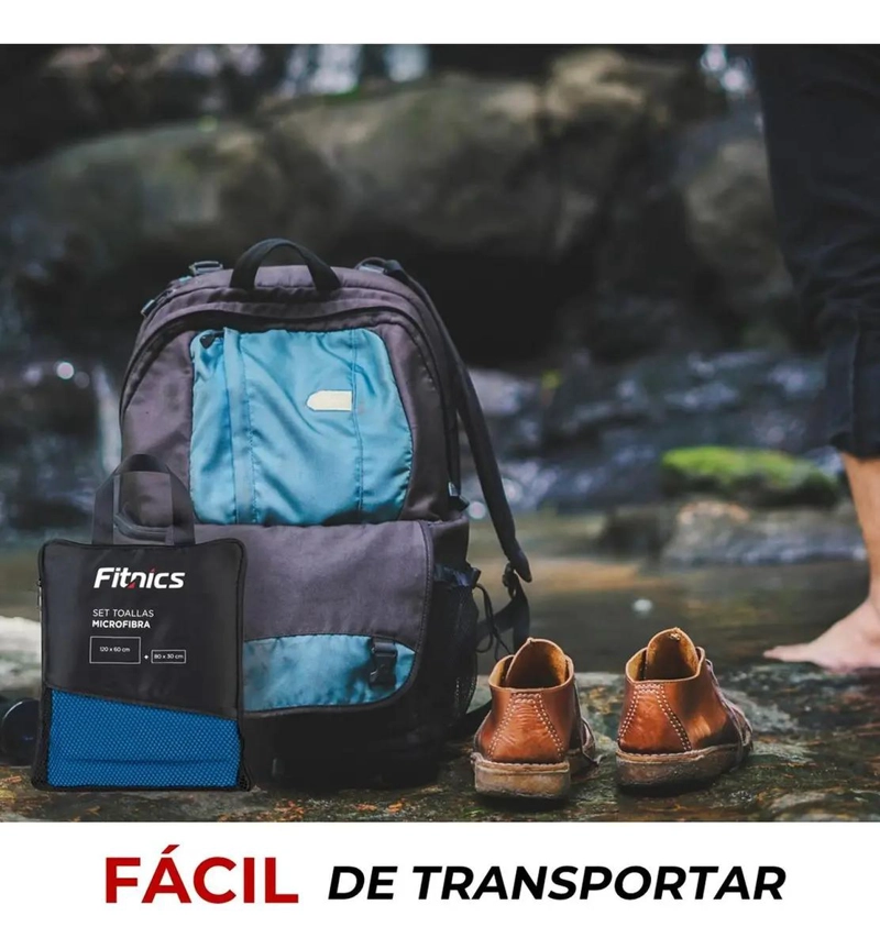 SET DE 2 TOALLAS DE MICROFIBRA AZUL - 2