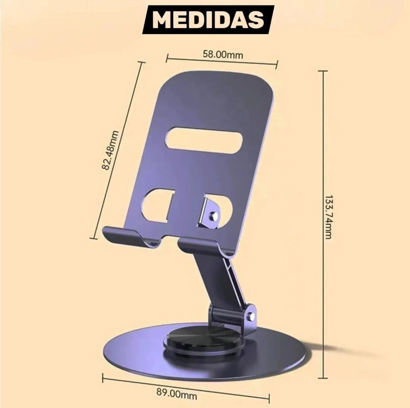 SOPORTE AJUSTABLE METALICO 360° PARA CELULAR Y TABLET - 2