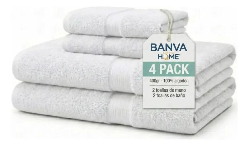 JUEGO DE 4 TOALLAS DE BAÑO DE ALGODON GRANDES 400G - 1