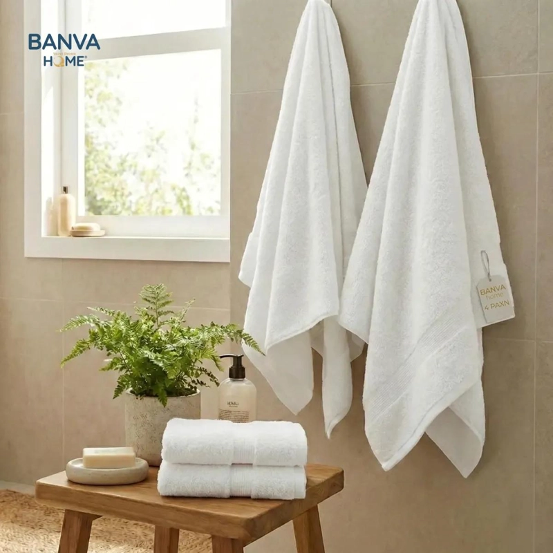 JUEGO DE 4 TOALLAS DE BAÑO DE ALGODON GRANDES 400G - 2