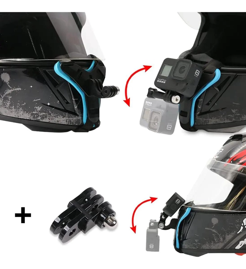 SOPORTE CASCO PARA GOPRO Y CELULAR COLOR NEGRO - 5