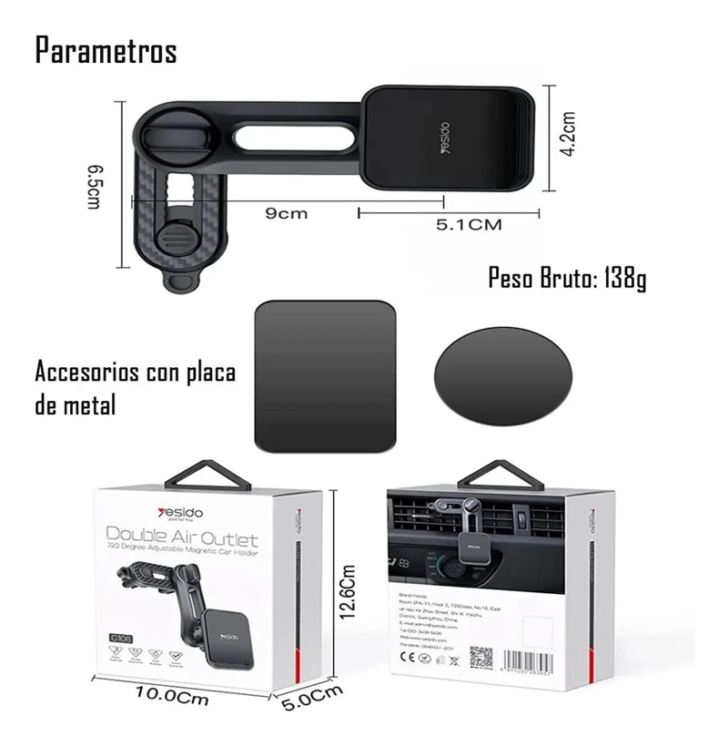 SOPORTE HOLDER REJILLA 360 PARA CELULAR - 5