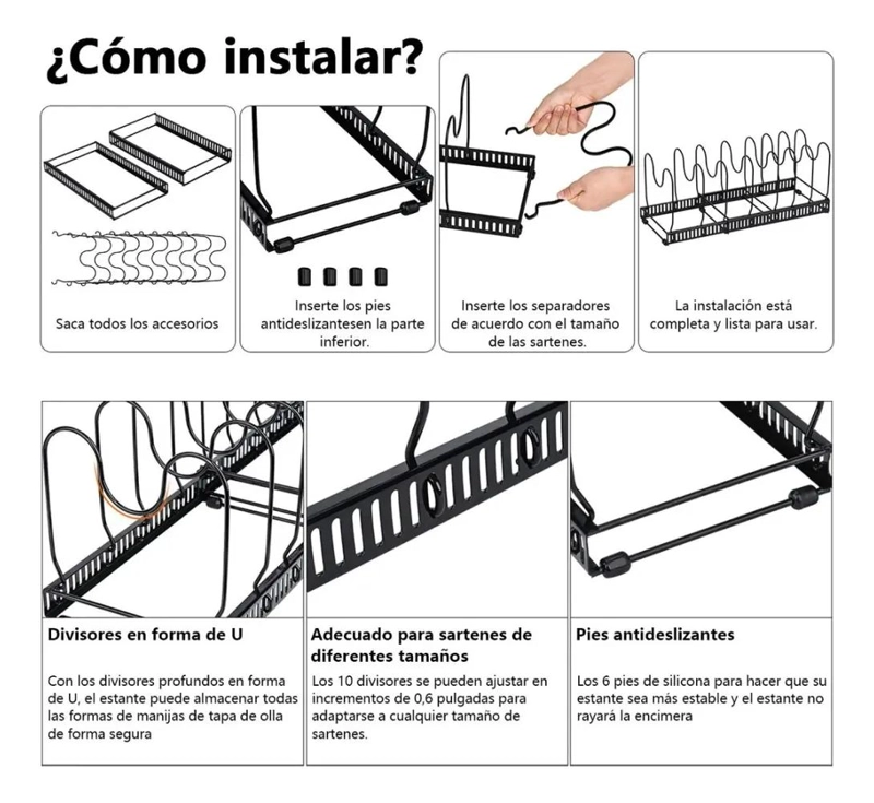 RACK ORGANIZADOR EXPANDIBLE PARA OLLAS Y TAPAS - 3