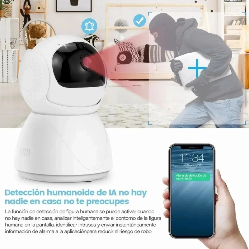 CAMARA DE SEGURIDAD WIFI VISION NOCTURNA PARA BEBE S - 5