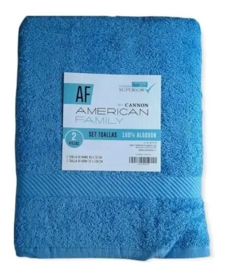 TOALLA DE MANO Y BAÑO DE ALGODON COLOR AZUL - 1